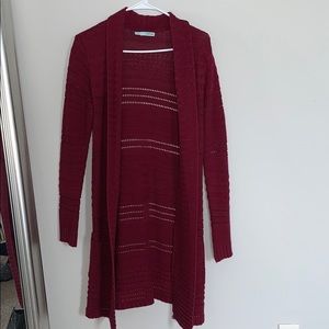 maurices maroon maxi cardigan